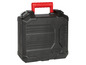 Schwarzer Werkzeugkoffer mit rotem Griff von Parkside.