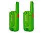 Zwei grüne Walkie-Talkies mit roten Knöpfen und „BRESSER Junior“-Schriftzug.
