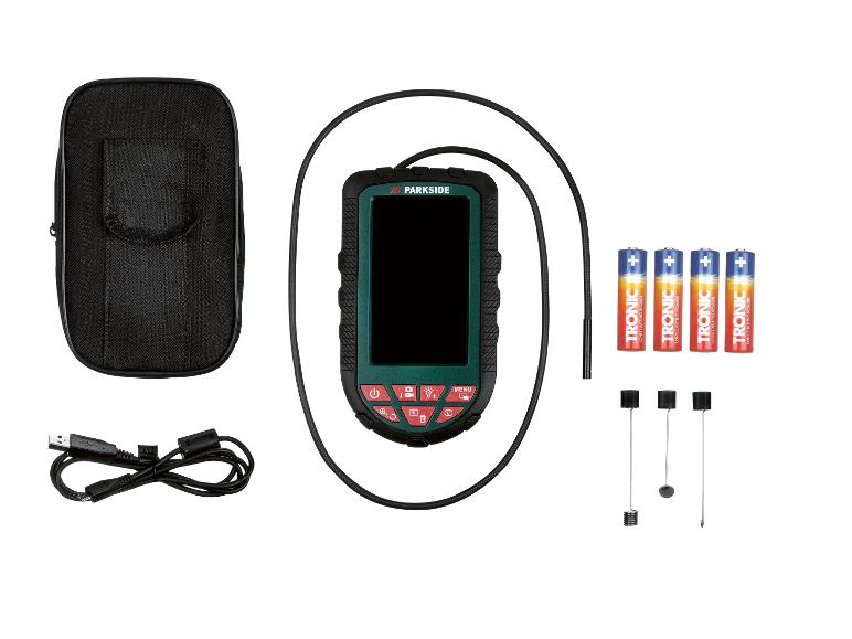 Parkside Endoskop mit Zubehör und Batterien.