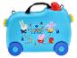 Blauer Kinderkoffer mit Zeichentrickfiguren und dem Text „Cool Adventures“.