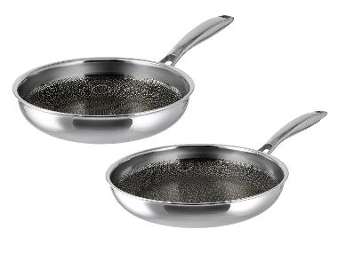 SILVERCREST® Premium-Edelstahlpfannen-Set, 2-teilig: Ø 24 cm & Ø 28 cm mit Wabenstruktur