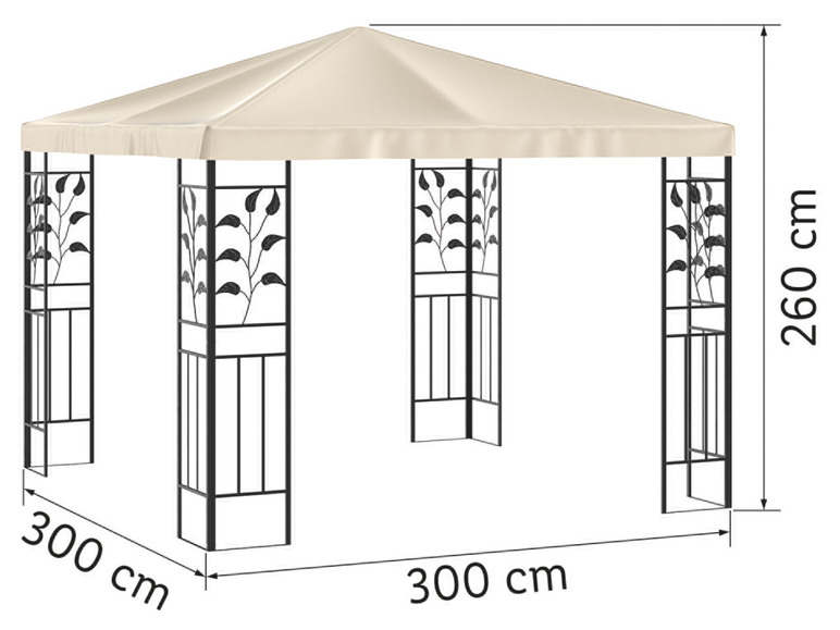 Gehe zu Vollbildansicht: LIVARNO home Pavillon, 3 x 3 m, mit Stahlgestell, beige - Bild 4