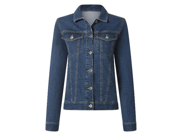 Dunkelblaue Jeansjacke mit Knöpfen und Brusttaschen