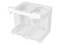 Weißer Kunststoffhalter mit zwei transparenten rechteckigen Behältern