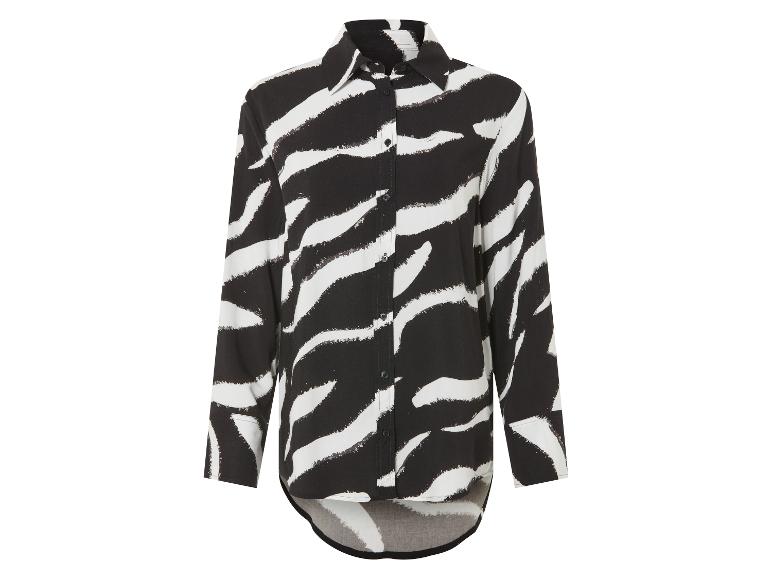Langärmliges Hemd mit schwarz-weißem Zebra-Muster.