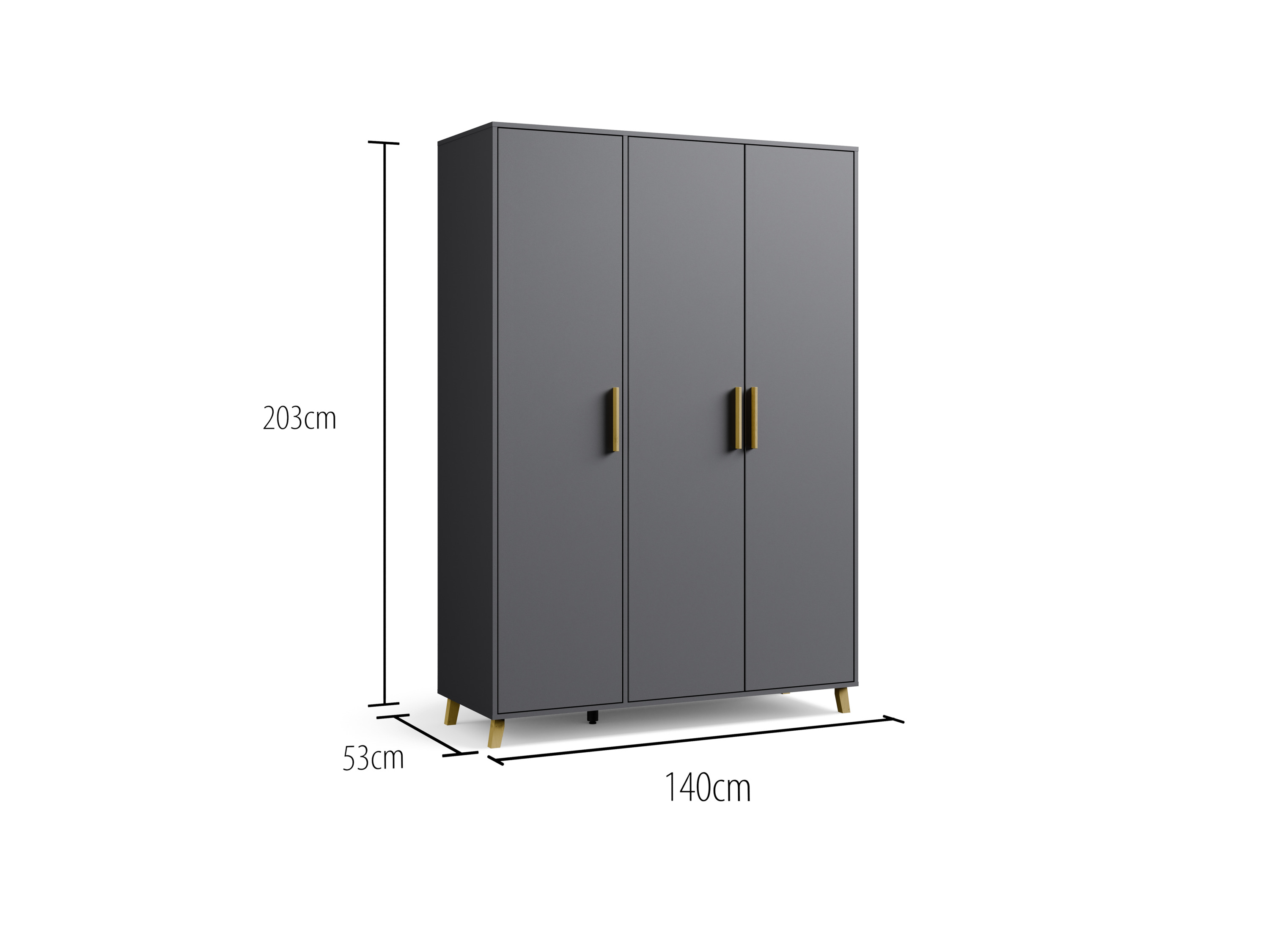 RAUCH BLUE Shinjo Drehtürenschrank (Basic-Zubehör, graumetallic, Breite 140 cm / Höhe 203 cm) – Bild 4 von 4