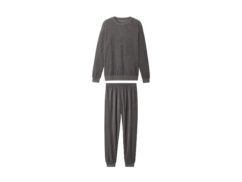 Grauer zweiteiliger Pyjama mit Langarmshirt und Hose.