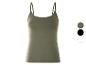 Olivengrünes Spaghettiträgertop, auch in Schwarz und Weiß erhältlich.