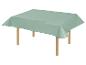 Grünlicher rechteckiger Tischläufer auf Holztisch.