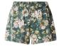 Damen-Shorts mit grünem und rosa Blumenmuster, elastischer Bund.