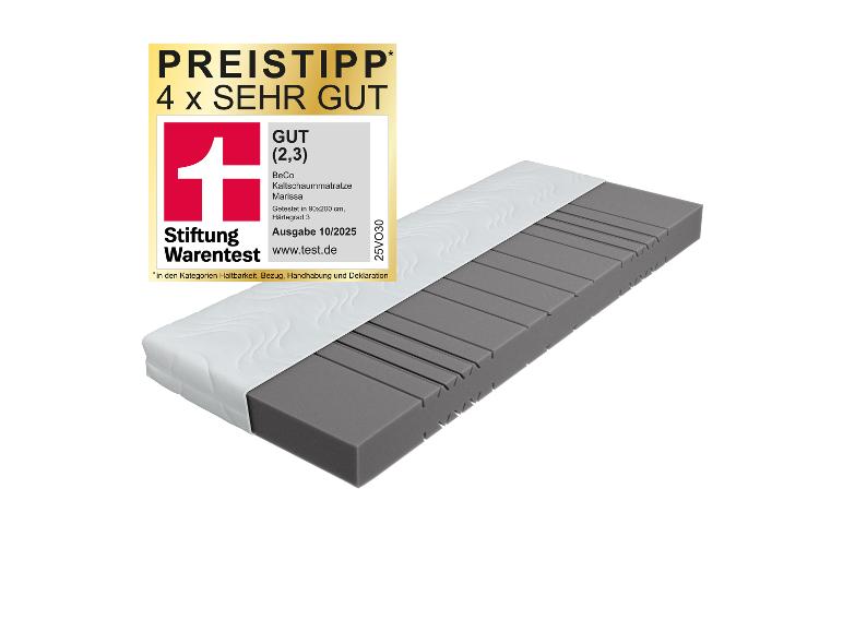 Kaltschaummatratze mit der Bewertung „SEHR GUT“ von Stiftung Warentest.