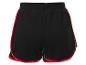 Schwarze Sport-Shorts mit roten und grauen Details.