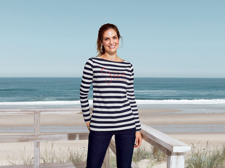 Gehe zu Vollbildansicht: ESMARA&reg; Damen Basic Langarmshirts, 2 St&uuml;ck, mit Baumwolle - Bild 4
