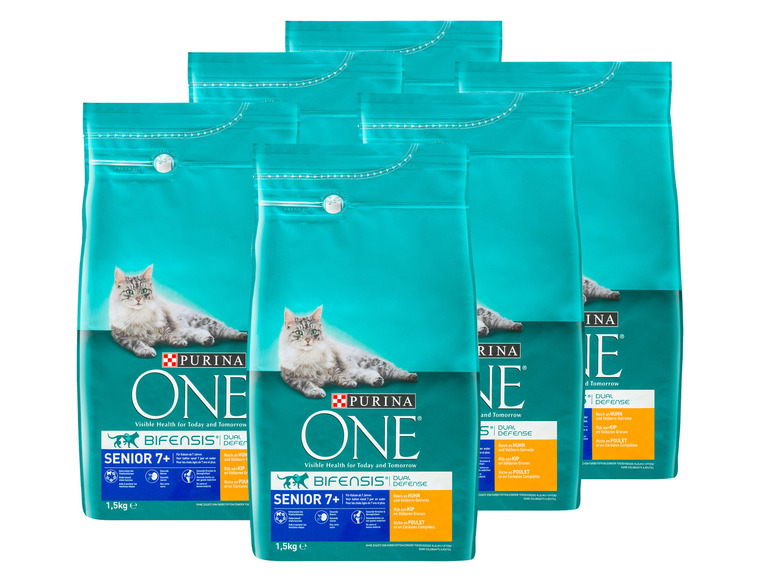 Gehe zu Vollbildansicht: PURINA ONE BIFENSIS SENIOR 7+ Katzenfutter trocken, reich an Huhn, 6er Pack (6 x 1,5kg) - Bild 1
