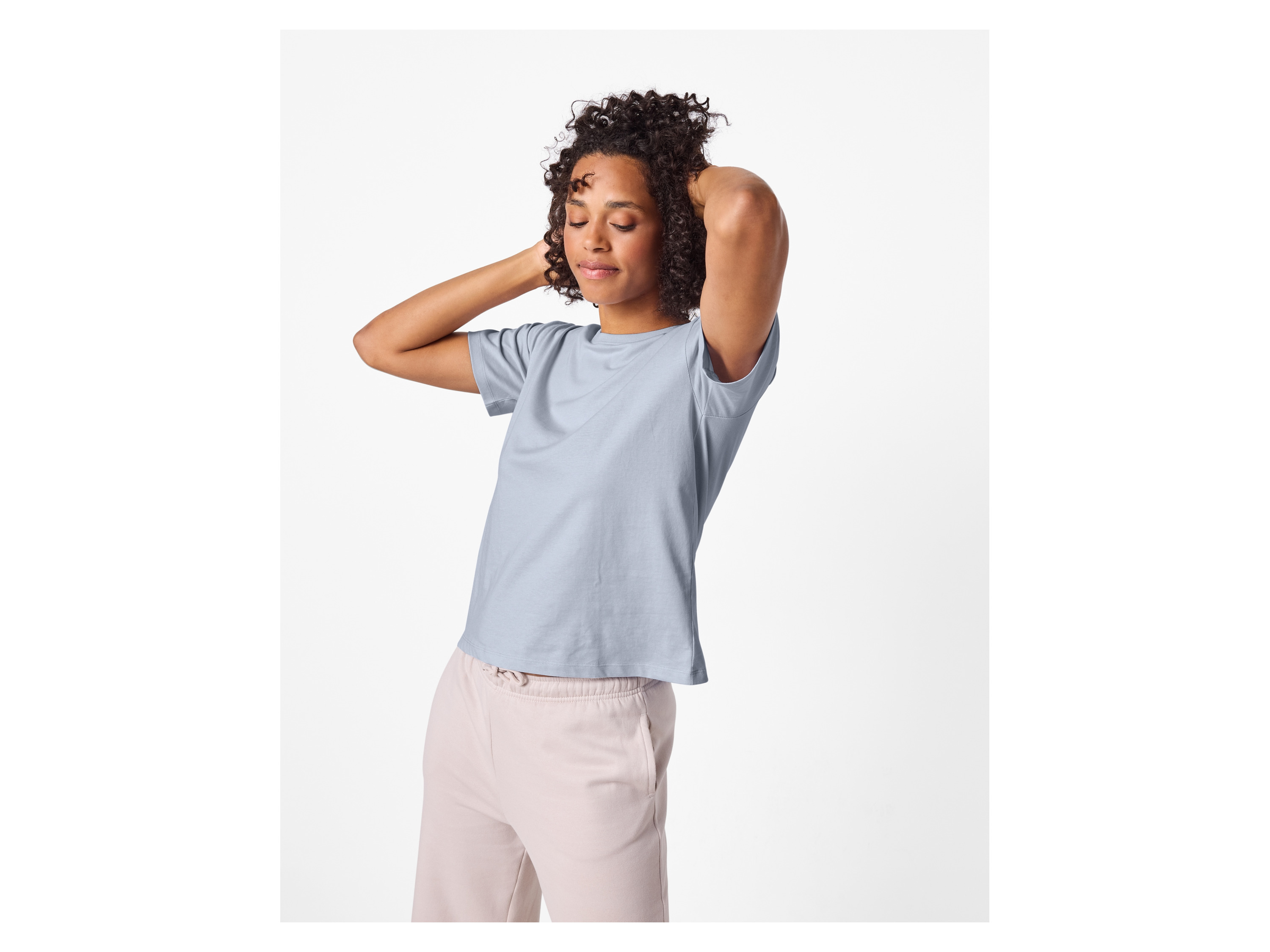 Thumbnail - esmara® Damen T-Shirt Single Jersey, 2 Stück (blau/beige, S(36/38))