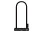 Schwarzes U-Bügelschloss für Fahrräder mit Gummibeschichtung.
