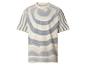 Gestreiftes, strukturiertes Kurzarm-T-Shirt in Weiß und Blau.
