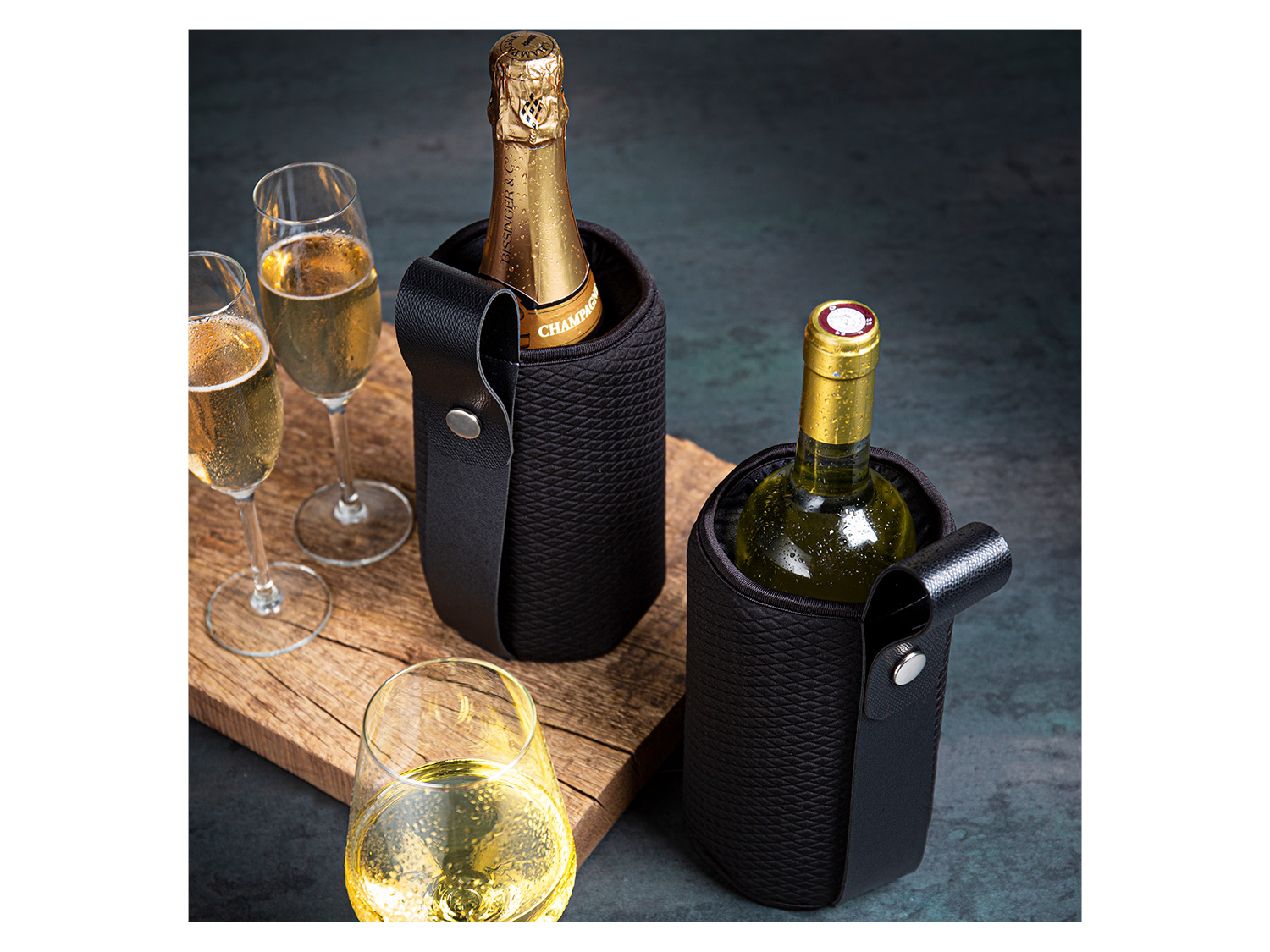 Thumbnail - vacu vin Wein-/ Champagnerkühler »Artico« mit Neoprenhülle und Lederband