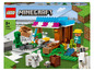 LEGO Minecraft Set mit einer Bäckerei, einem Creeper, einem Bauern und Ziegen.