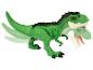 Ein grünes T-Rex-Dinosaurierspielzeug mit beweglichen Kiefern.