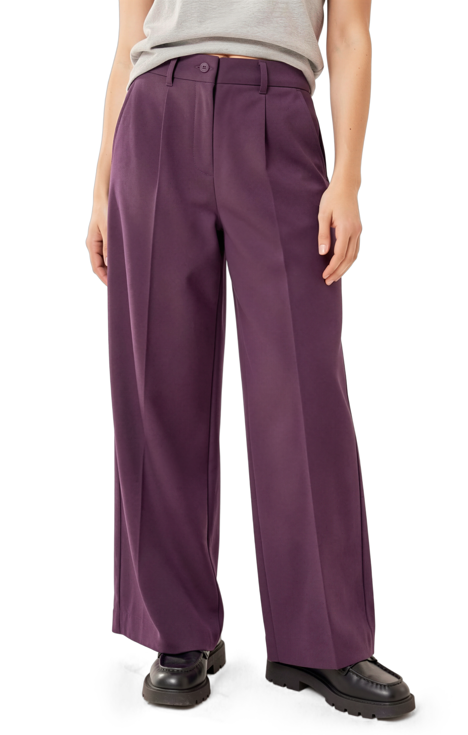 ESMARA® Damen Hose Wide Leg (Bordeaux, XS(32/34))""