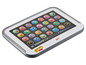 Eine weiße Fisher-Price-Tablette mit Buchstaben und Zahlen für Babys.