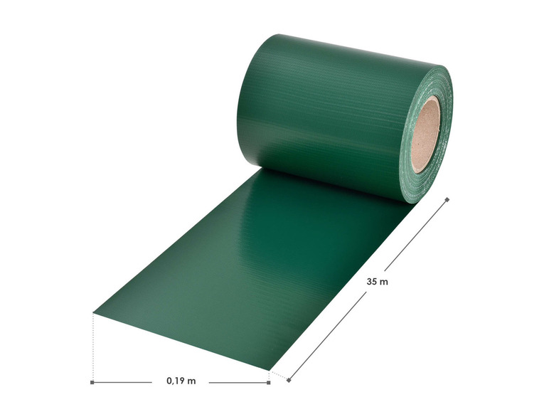 Rolle grüner Kunstrasen mit den Maßen 35 m x 0,19 m.