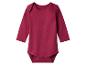 Langärmeliger Baby-Body in Burgunderrot, mit Druckknöpfen.