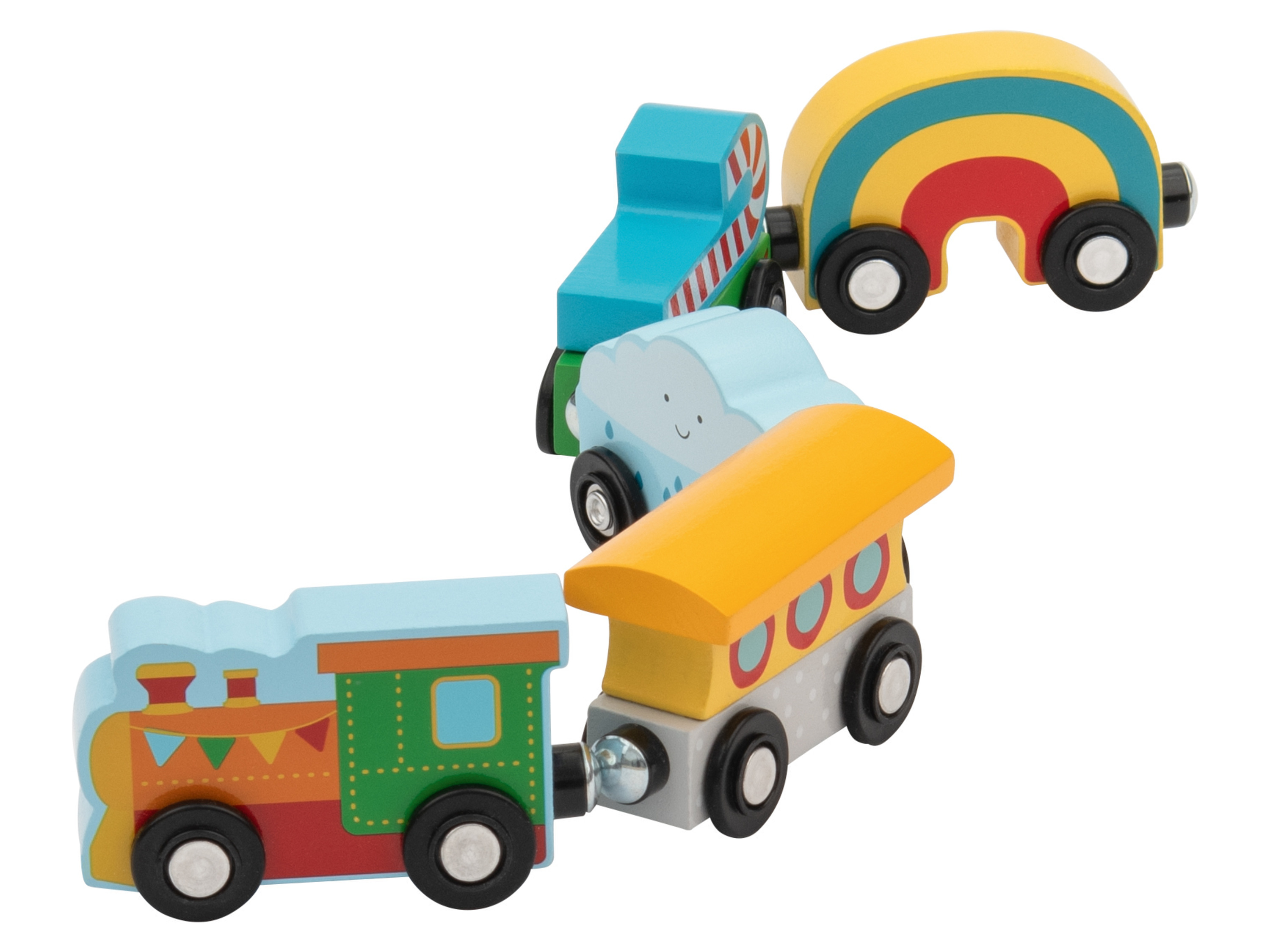 LUPILU® Lastzug / Feuerwehrzug / Kinderzug / Güterzug, 5-teilig (Kinder Zug)