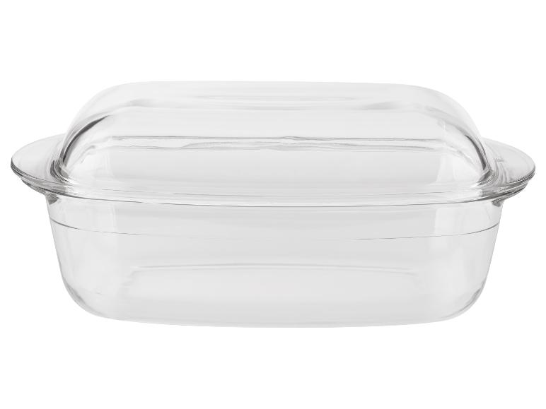 Transparente rechteckige Glasauflaufform mit Deckel