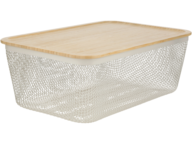 Drahtkorb mit Holzdeckel