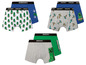Drei Minecraft Boxershorts mit Creeper-, Schwert- und Spitzhacken-Designs.