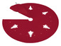 Ein roter Christbaumrock mit weißen Christbaummotiven.