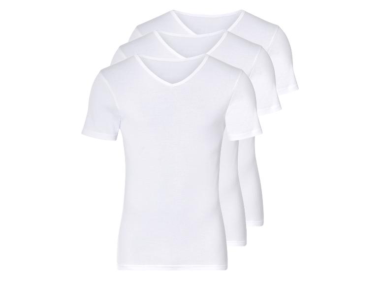 Drei weiße V-Neck-Shirts.