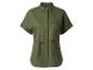 Kurzes olivgrünes Leinenhemd, Militär-Stil.