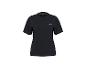 Schwarzes kurzärmeliges Sport-T-Shirt mit kleinem Logo auf der Brust.
