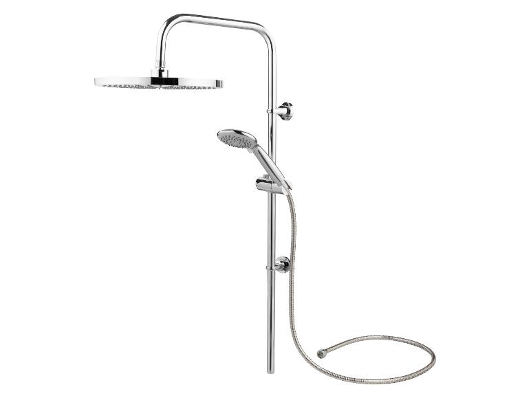 Verchromtes Duschset mit Regenduschkopf und Handbrause