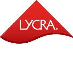 Rotes Logo mit dem Wort „LYCRA“ in Weiß.