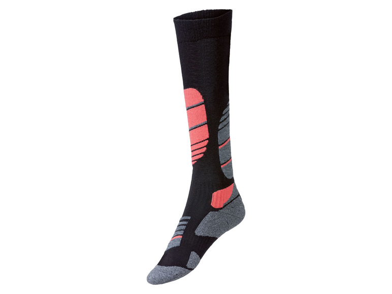 Schwarze Socken mit rosafarbenen Akzenten, geeignet für Sport.