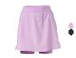 Lila Damen-Sport-Skort mit integrierten Shorts, erhältlich in Lila und Schwarz.