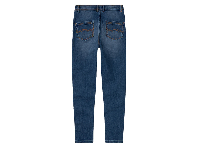 Eine blaue Skinny Jeans von hinten.