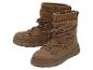 Braune Wildleder-Winterstiefel mit Schnürsenkeln und Strickbesatz.