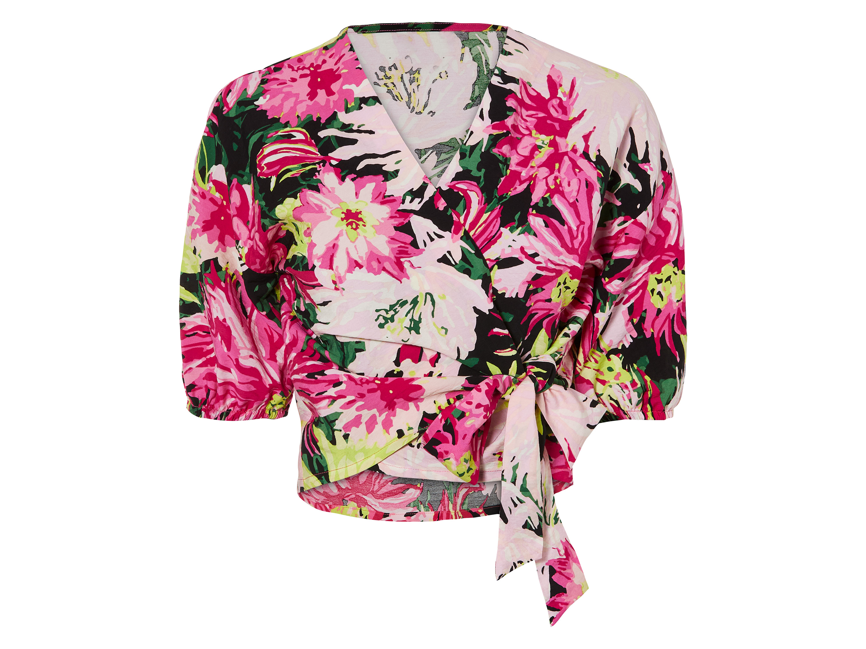 esmara® Damen Wickelbluse (46, Blumen/rosa/pink) | 04335747034794