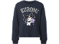 Dunkelblaues Langarm-Sweatshirt mit Cartoon-Print und dem Schriftzug „KUROMI“.