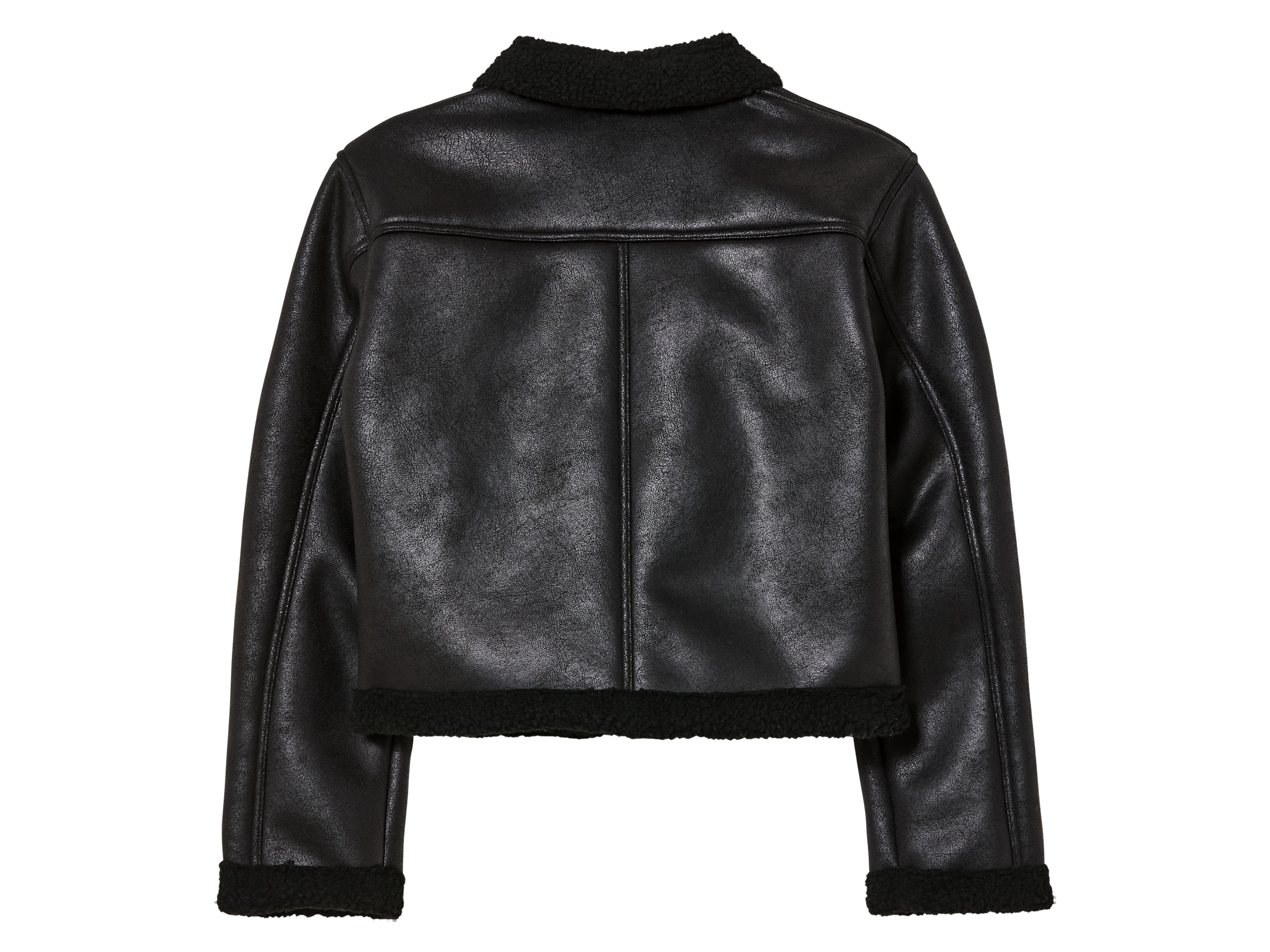 Thumbnail - pepperts!® Kleinkinder Kinder Mädchen Bikerjacke Lammfellimitat (Schwarz, 140)