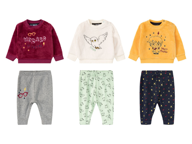 Harry Potter Babykleidung mit Hedwig und Zauberstäben