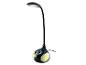 Schwarze LED-Schreibtischlampe mit flexiblem Arm und Basis mit farbigen Lichtern