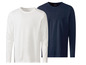 Zwei Langarm-T-Shirts von Livergy in Weiß und Dunkelblau.