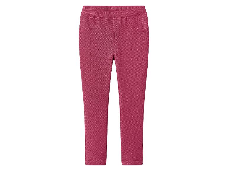 Dunkelrosa Kinderleggings mit elastischem Bund und Ziertaschen.