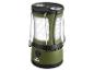 Grüne Campinglaterne mit LED-Panel, Kompass und Griff.